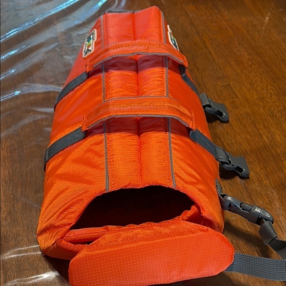 Orange Life Jacket with Black Straps